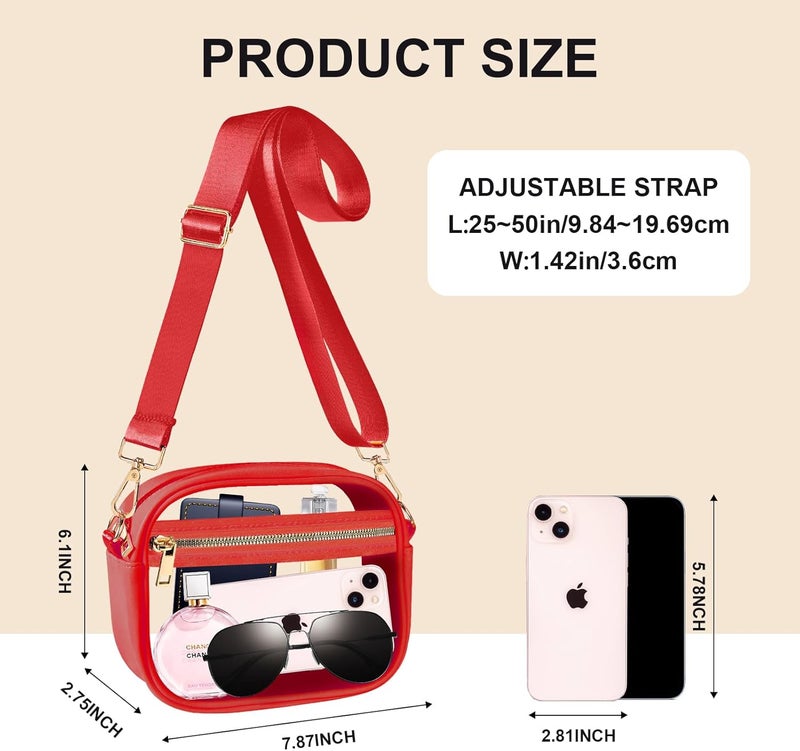 Fibrdoo Clear Bag Stadium Approved, Leather Clear Crossbody Purse Bag for Concerts Sports Events Festivals - Image 3